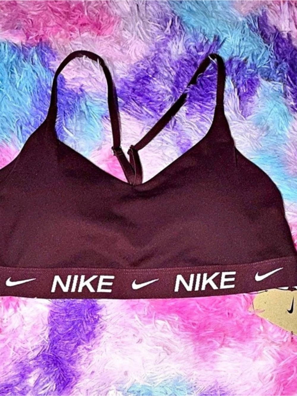 Nike Indy Light Support Padded Adjustable Sports Bra Brown Small